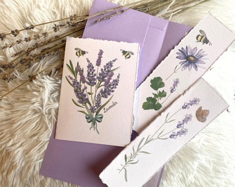 Lavender Bookmarks and Greeting Card