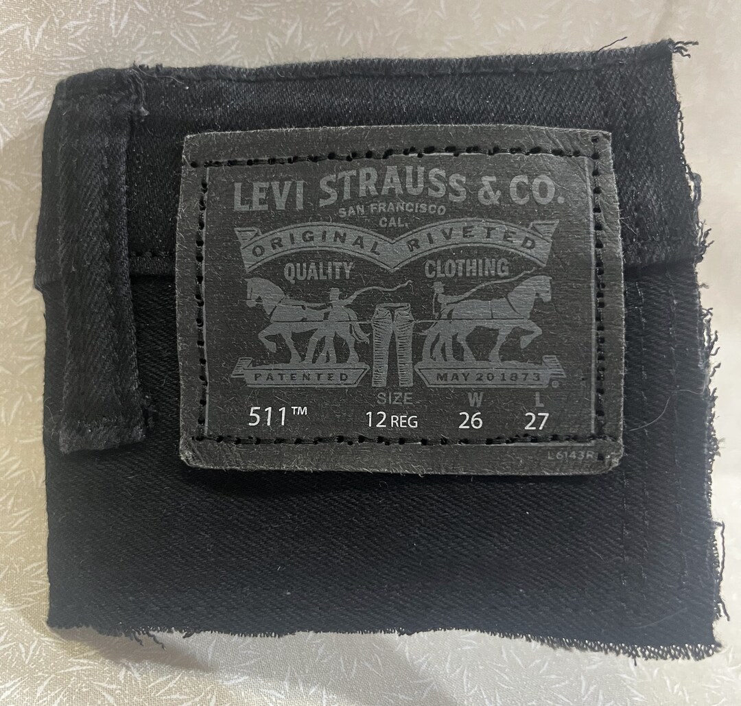 Levi Jeans Wallet Black Denim Folding Etsy