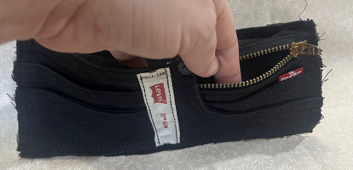 Levi Jeans Wallet Black Denim Folding Etsy
