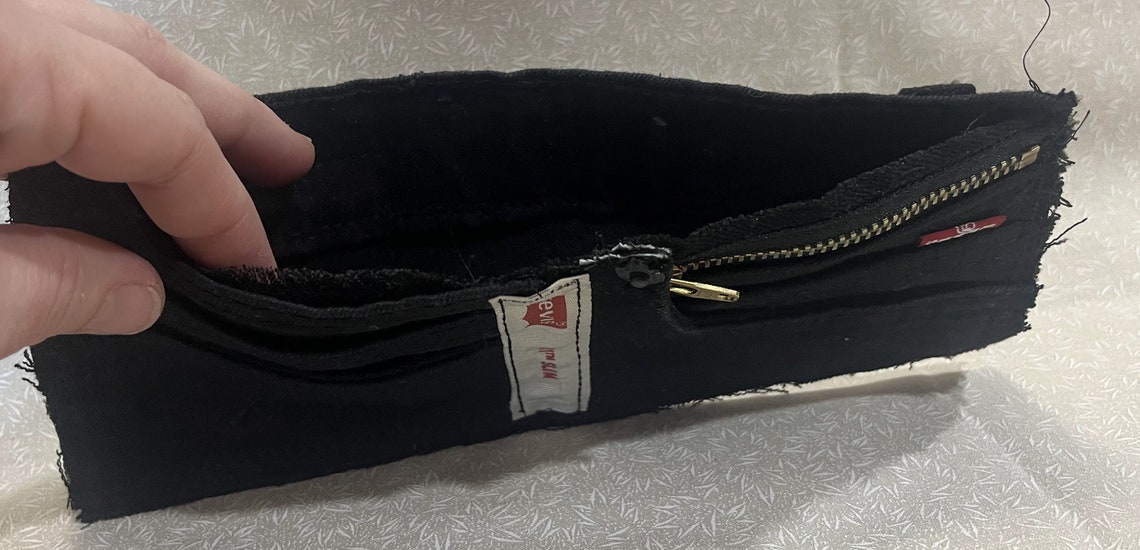 Levi Jeans Wallet Black Denim Folding Etsy