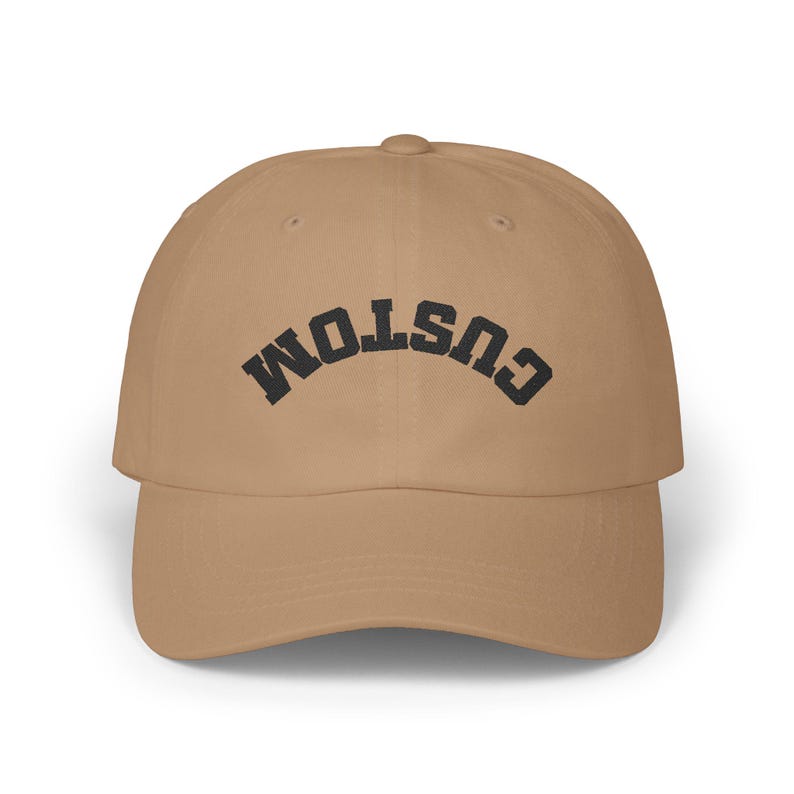 Personalized Dad Hat, Upside Down Text, Custom Embroidered Baseball Cap Bild 7