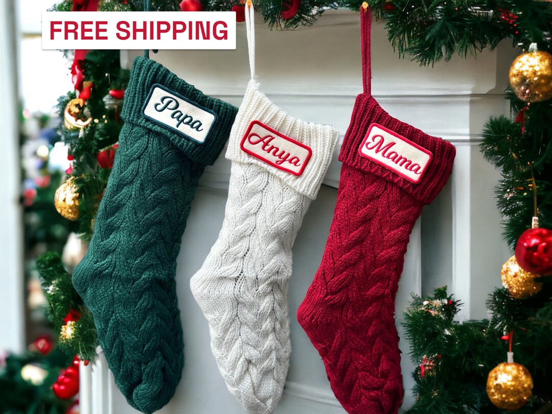 Personalized Embroidered Christmas Stockings / Blank Stockings / Knitted Christmas Stockings
