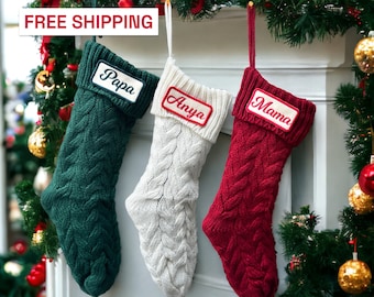 Personalized Embroidered Christmas Stockings / Blank Stockings / Knitted Christmas Stockings / Paw Print / Christmas Decoration / Gift