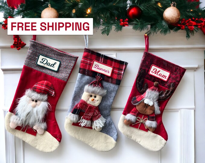 Personalized Embroidered Christmas Stockings / Blank Stockings / Knitted Christmas Stockings