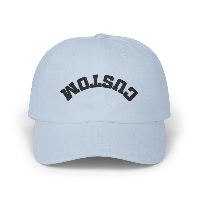 Personalized Dad Hat, Upside Down Text, Custom Embroidered Baseball Cap Bild 9