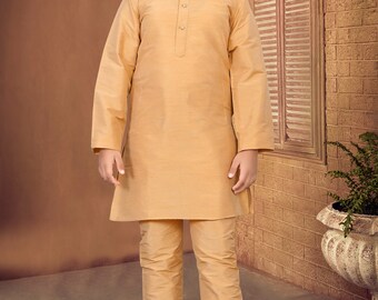 New Heavy And Stylish Silk Boys Kurta Pyjama In  With Thread Work  Party Heavy Outfits For Kids Wear Boys For UK Clothing