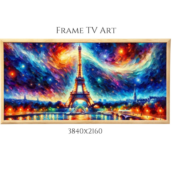 Eifel Tower Paris Abstract Frame TV Art, Paris Frame tv, Eifel Tower Frame tv, Tv picture frame, Frame Tv artwork, Tv art colorful