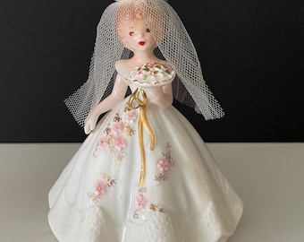 Rare Vintage Josef Originals  Bride Figurine Music Box Plays Bridal March
