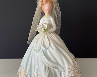 Josef Originals Bride w/ veil Figurine Bridal Party Series 9" black eyes