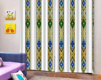Traditional Tigrayan/Ethiopian and Eritrean Window Curtain set, Window treatment, 100% Polyester Curtain, Bedroom Curtain, Curtain Panels