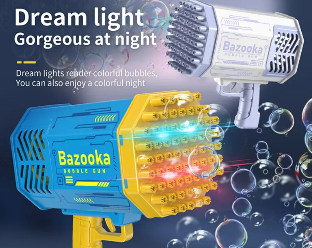 Bazooka Bubble Gun, 69 Holes Toy Gun, Rechargeable Bubble Machine Toys