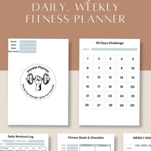 5 pages Fitness Workout Tracker Printable, Daily Exercise Planner, Weekly Workout Tracker, Gym Training Log,Fitness Planner, A4 Size, Clean