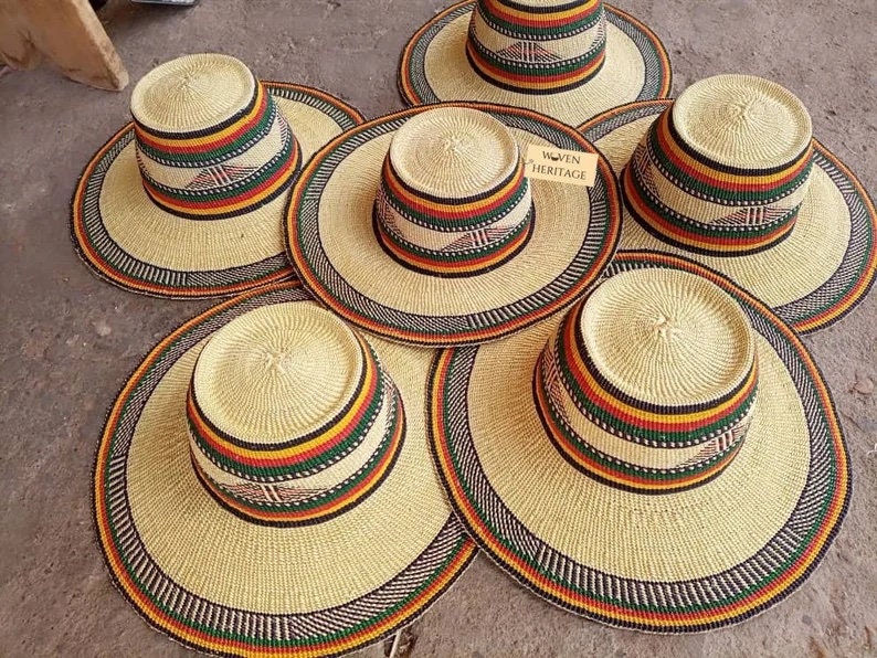 セットアップ Handwoven Straw Hats from Ghana 麦わら帽子 メンズ ...