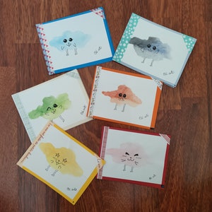 Lot de 6 cartes nuages - Aquarelle - Original