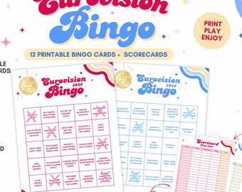EuroVision 2026 Bingo & Scorekarten (Instant Download) - Euroface Party - Partyspiel zum Ausdrucken