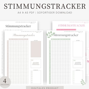 Stimmungstracker-Vorlage - Stimmungstracker zum Ausdrucken - Digitaler Stimmungstracker - Sofortiger Download - A4 & A5 PDF - Achtsamkeit