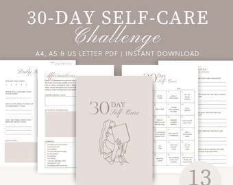 30-Day Self-Care Challenge - Printable Self-Care Challenge - Self-Care Bundle - Self-Care Worksheets - Digital Self-Care - Instant Download