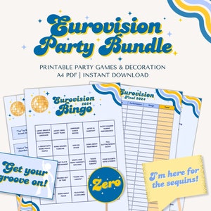 Printable Eurovision 2024 Party Bundle Eurovision Party Games Eurovision Bingo Eurovision Song Contest Instant Download image 1