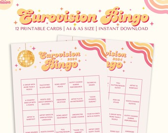 Eurovision 2024 Bingo - Printable Eurovision Bingo  - Eurovision Party Game - Instant Download - A4 & A5 PDF