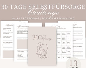 30-Tage Selbstfürsorge Challenge - Self-Care Seiten zum Ausdrucken - Selbstfürsorge Bundle - A4 & A5 PDF - Achtsamkeit - Sofortiger Download