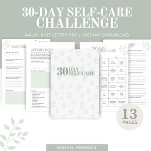 30-Day Self-Care Challenge - Printable Self-Care Challenge - Self-Care Bundle - Self-Care Worksheets - Digital Self-Care - Instant Download