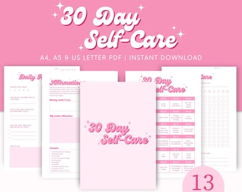 30-Day Self-Care Challenge - Printable Self-Care Challenge - Self-Care Bundle - Self-Care Worksheets - Digital Self-Care - Instant Download