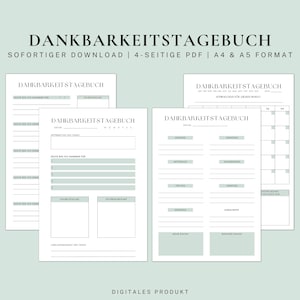 Dankbarkeitstagebuch zum Ausdrucken - Dankbarkeitstagebuch Vorlage - Sofortiger Download - A4 & A5 PDF Format - Achtsamkeit - Wohlbefinden