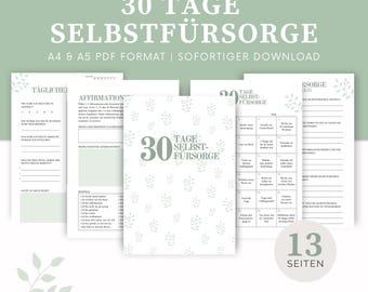 30-Tage Selbstfürsorge Challenge - Self-Care Seiten zum Ausdrucken - Selbstfürsorge Bundle - A4 & A5 PDF - Achtsamkeit - Sofortiger Download