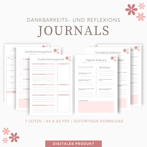 Dankbarkeits- und Reflexionsvorlagen Bundle zum Ausdrucken | Selbstreflexion | Digitales Dankbarkeitstagebuch | A4 & A5 PDF | Achtsamkeit