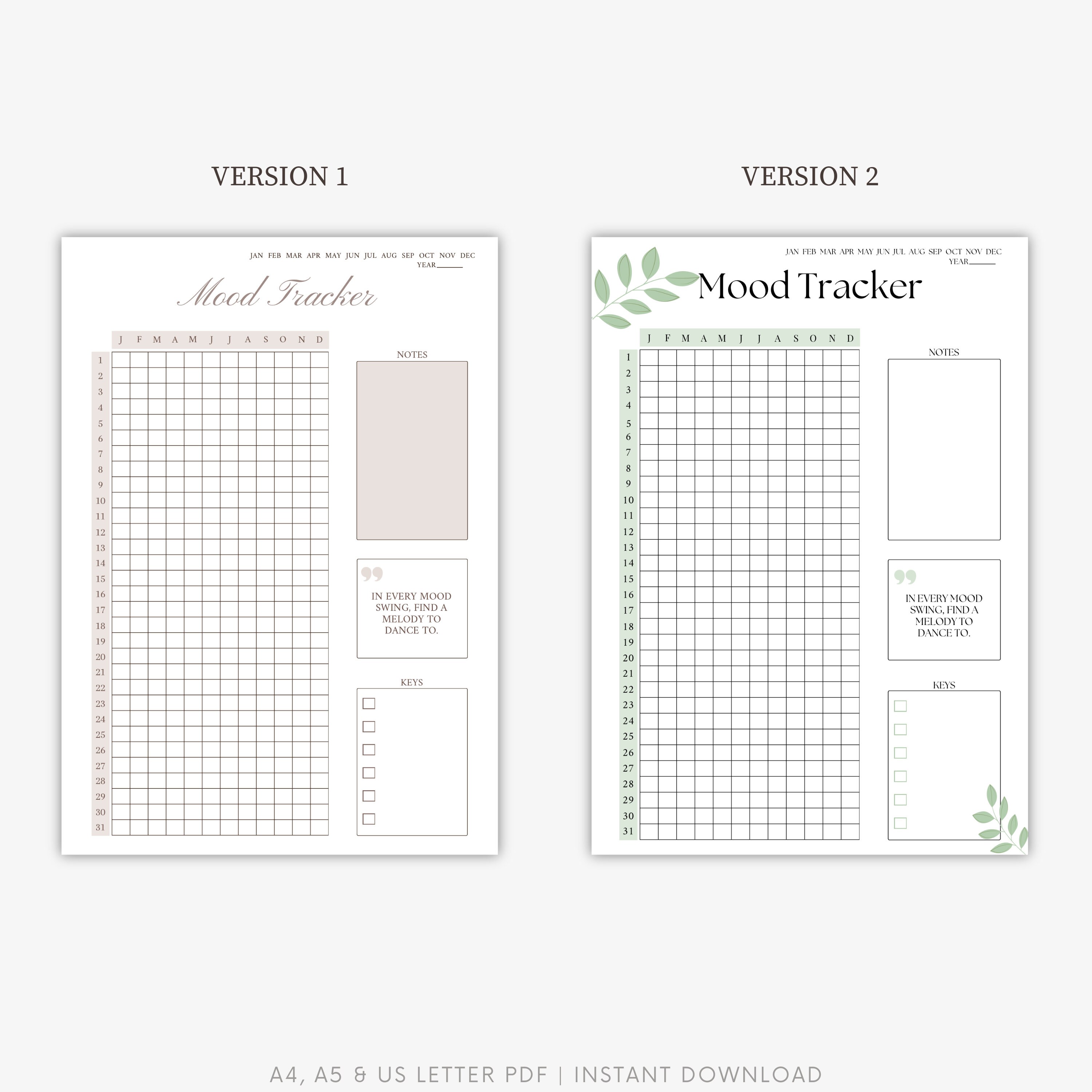 Mood Tracker Template | Digital Mood Tracker | Printable Mood Tracker ...