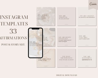 Empowerment Affirmation Templates For Instagram | Instagram Post & Story Template | Instant Download  | Manifestation | Motivational