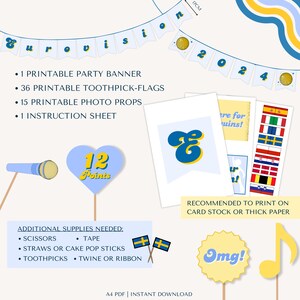 Printable Eurovision 2024 Party Bundle Eurovision Party Games Eurovision Bingo Eurovision Song Contest Instant Download image 4