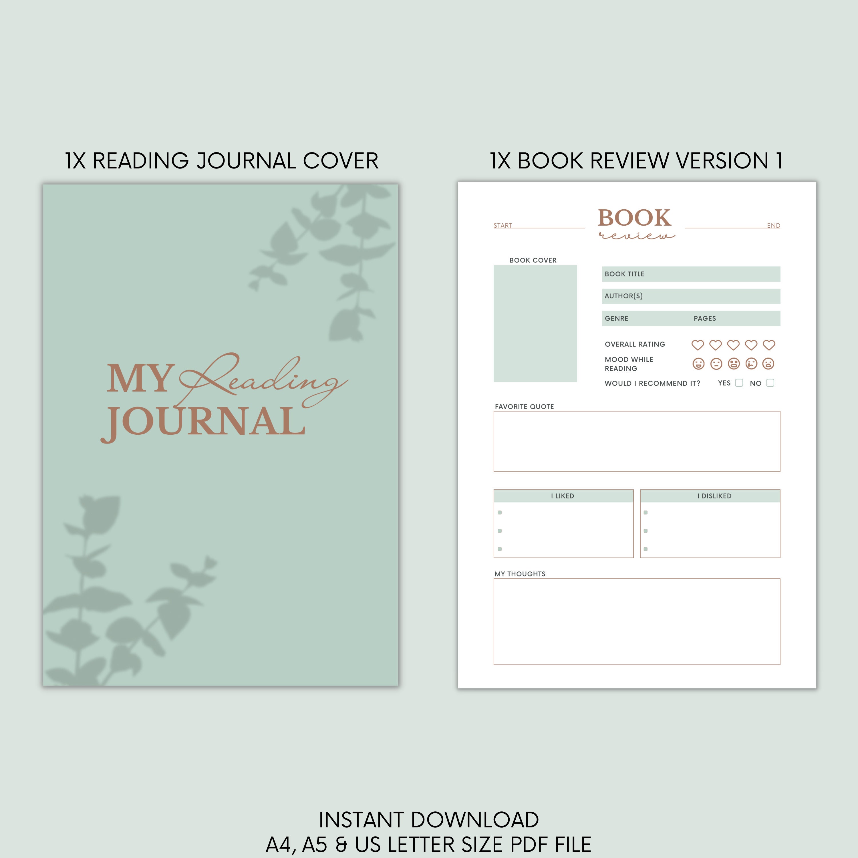 Digital Reading Journal | Printable Reading Journal | Book Journal ...