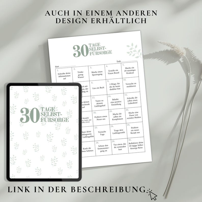 30-Tage Selbstfürsorge Challenge - Self-Care Seiten zum Ausdrucken - Selbstfürsorge Bundle - A4 & A5 PDF - Achtsamkeit - Sofortiger Download image 6
