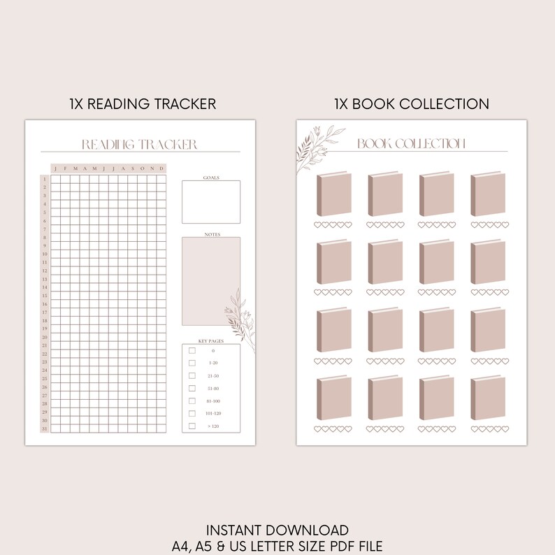 Digital Reading Journal Printable Reading Journal Instant Download Book ...
