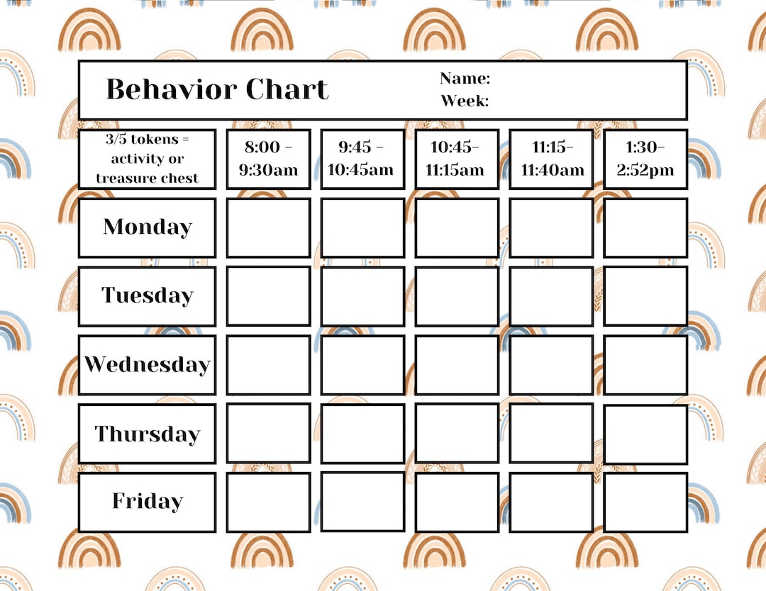 DIGITAL Boho Rainbow Behavior Chart - Etsy