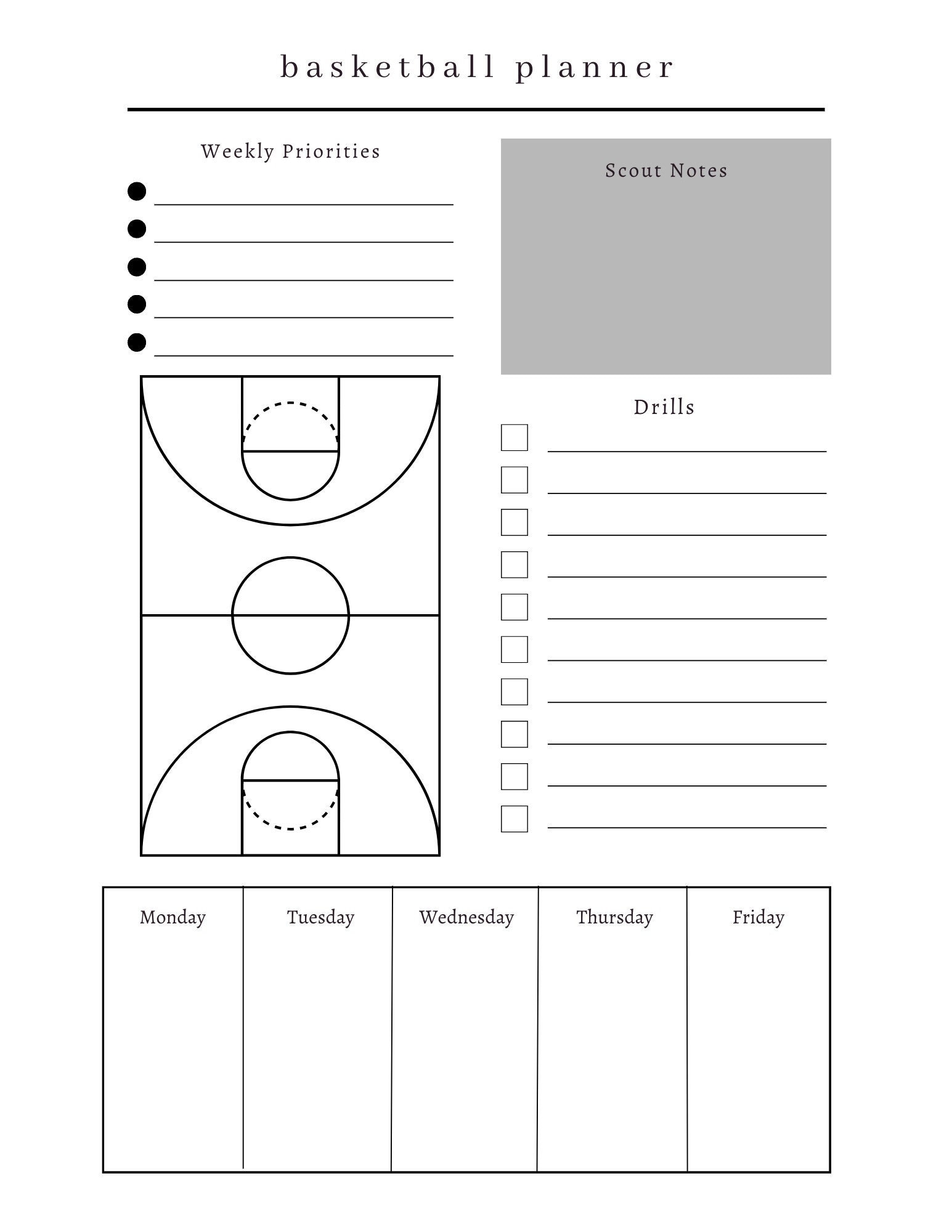 Black Basketball Planner - Etsy