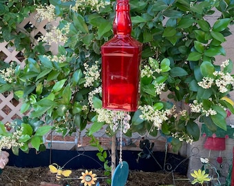 Wind Chimes, Glass Wine Bottle, Stained Glass Wind Catcher, Chandelier Crystals, Zinc Coated Steel Chain, Housewarming Gift, Gift for Mom