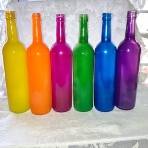 Colored Glass Bottles Tinted Wine Bottles Bottle Tree Bottles Bottle Wall Bottles Large Decorative Tinted Glass Craft Bottles
