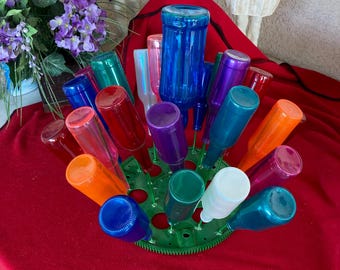 Colored Glass Bottle Tree: Recycled Beer Bottle Flower Yard Art