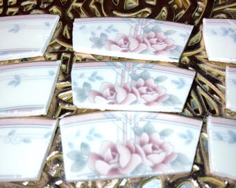 Mosaic Tiles, Hand Cut Vintage China, Jewelry Craft Supplies, Mosaic Inlay