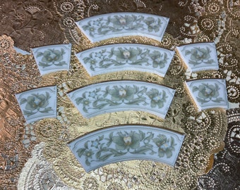 Mosaic Tiles, Hand Cut Vintage China, Jewelry Craft Supplies, Mosaic Inlay (8 pc)