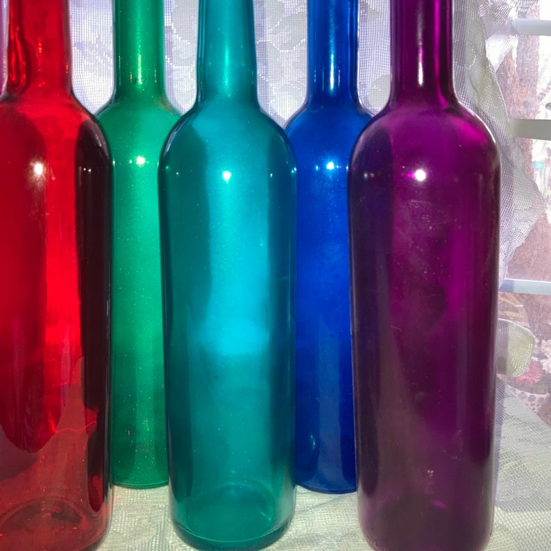 Colored Glass Bottles 8 Bottle Set Tinted Wine Bottles Bottle Tree