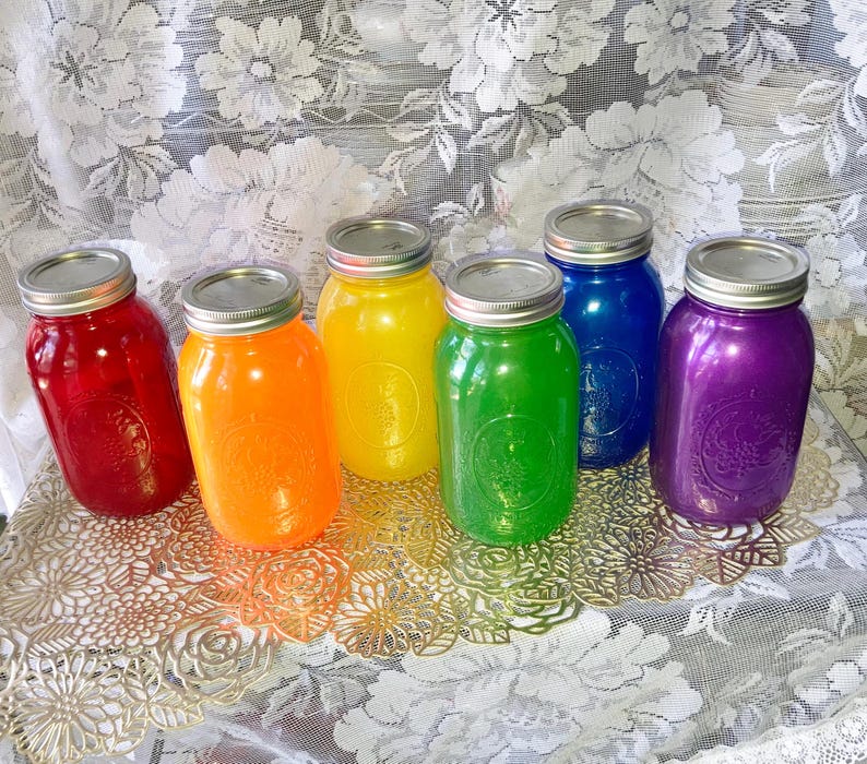 Color Jar Tinted Mason Jar Set of 6: Colored Glass Craft Bottles, Wedding Vase - Etsy