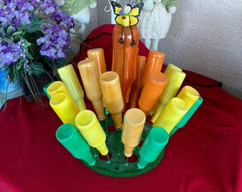 Colored Glass Bottle Tree: Recycled Beer Bottle Flower Yard Art