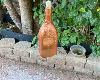Wind Chime, Hand Cut Recycled Glass Bottle, Wood Wheel Clapper, Wings Pendant