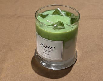 Matcha Latte Candle (green and pink)