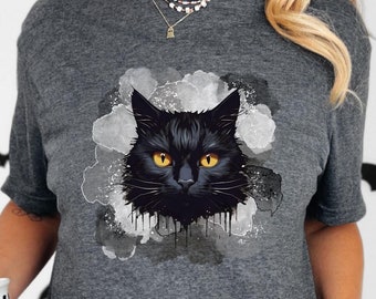 黒猫の黄色い目Tシャツ：ユニセックス猫好きへのギフト - Etsy 日本