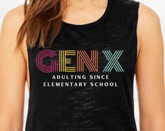 Gen X Adulting Tank Top, Relaxed Fit Sleeveless Shirt