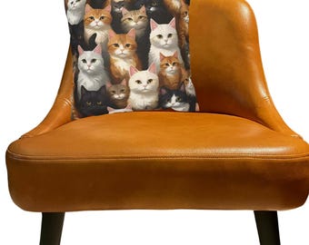 Cat Print Pillow Cover, Feline Lover Home Decor